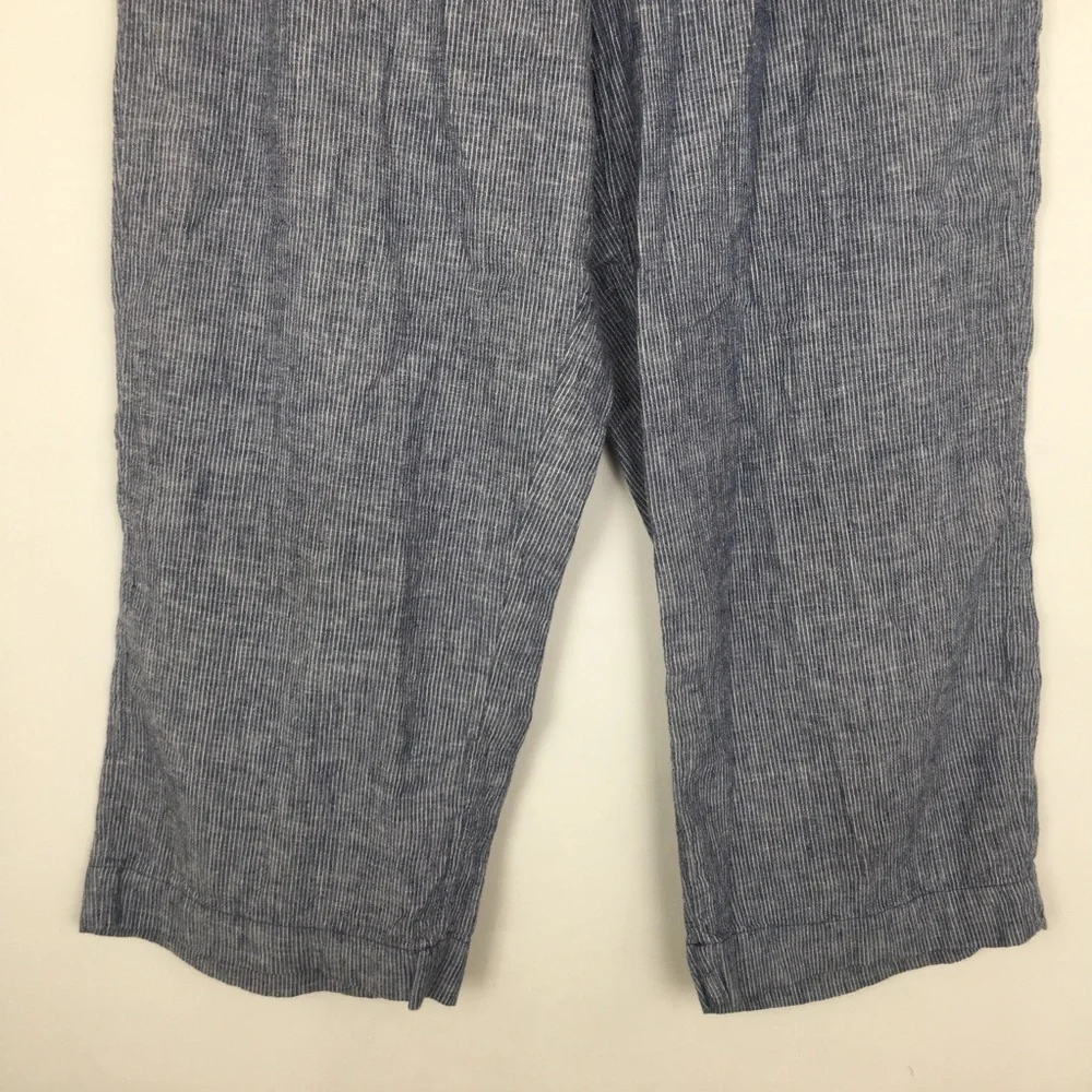 H&M LOGG Women’s Striped Linen Blend Comfy Casual Pant/Trouser Size 14 Coastal